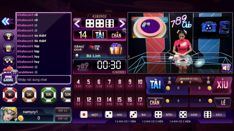 Game Tài xỉu là một trong những trò chơi Casino 789Club hot hit